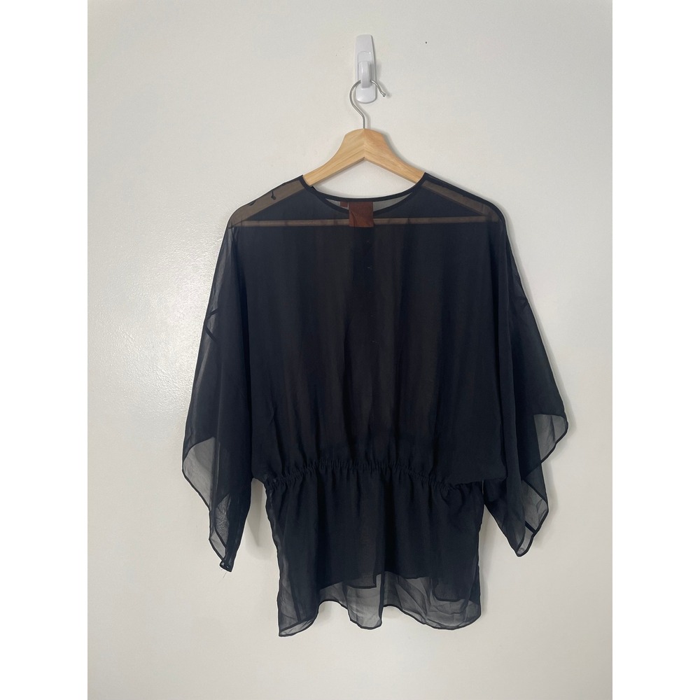 Tory Burch Blouse Top Black Margarete Sheer Kimono Whimsigoth Romantic Luxury 4 - Picture 3 of 8